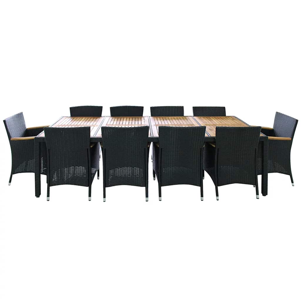 vidaXL 3-delige Tuinset met kussens poly rattan zwart