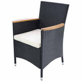 vidaXL 3-delige Tuinset met kussens poly rattan zwart