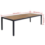 vidaXL 3-delige Tuinset met kussens poly rattan zwart