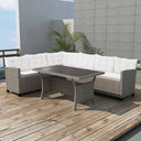 vidaXL 3-delige Loungeset met kussens poly rattan grijs