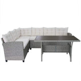 vidaXL 3-delige Loungeset met kussens poly rattan grijs
