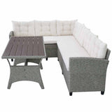 vidaXL 3-delige Loungeset met kussens poly rattan grijs