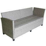 vidaXL 3-delige Loungeset met kussens poly rattan grijs