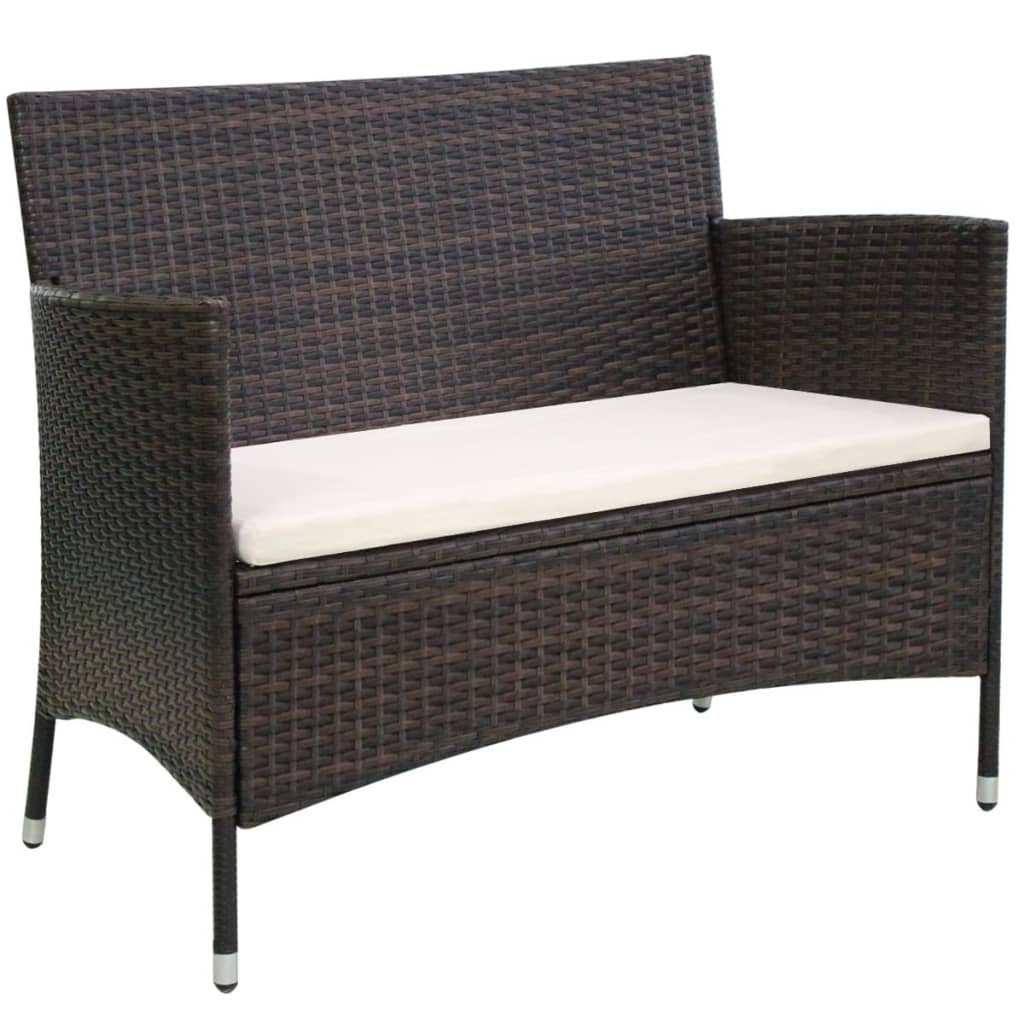 vidaXL Tuinbank 106 cm poly rattan bruin