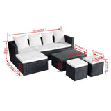 vidaXL 4-delige Loungeset met kussens poly rattan bruin