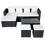 vidaXL 4-delige Loungeset met kussens poly rattan bruin