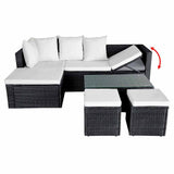 vidaXL 4-delige Loungeset met kussens poly rattan bruin