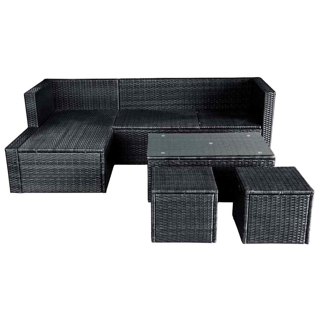 vidaXL 4-delige Loungeset met kussens poly rattan bruin