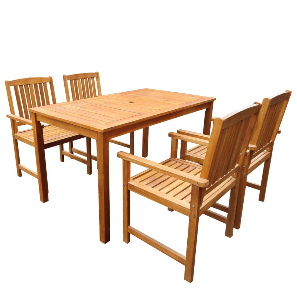 vidaXL Tuin Eettafel Set 5 pcs Bruin Massief Acacia Hout