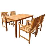 vidaXL Tuin Eettafel Set 5 pcs Bruin Massief Acacia Hout
