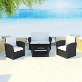 vidaXL 8-delige Loungeset met kussens poly rattan zwart