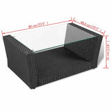 vidaXL 8-delige Loungeset met kussens poly rattan zwart