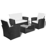 vidaXL 8-delige Loungeset met kussens poly rattan zwart