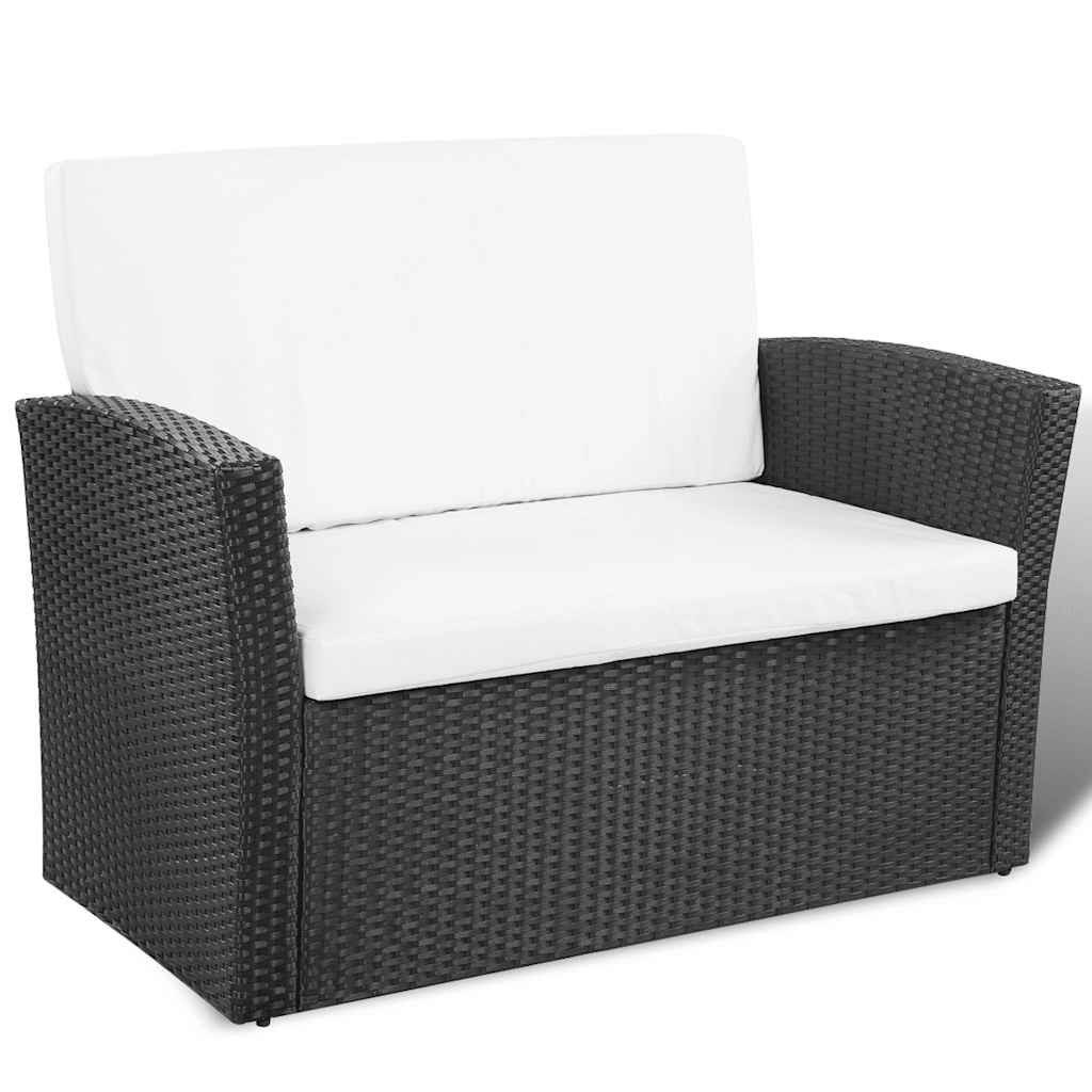 vidaXL 8-delige Loungeset met kussens poly rattan zwart