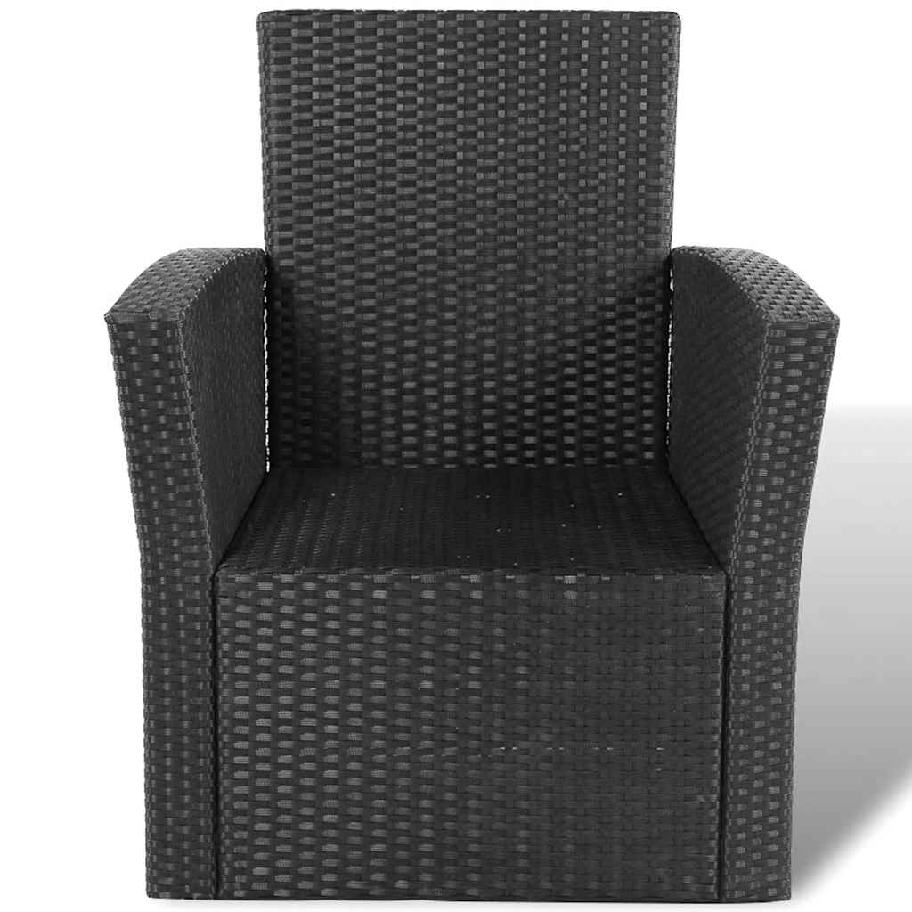 vidaXL 8-delige Loungeset met kussens poly rattan zwart