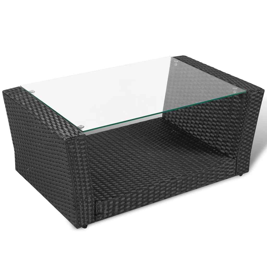 vidaXL 8-delige Loungeset met kussens poly rattan zwart