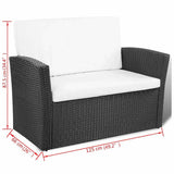 vidaXL 8-delige Loungeset met kussens poly rattan zwart