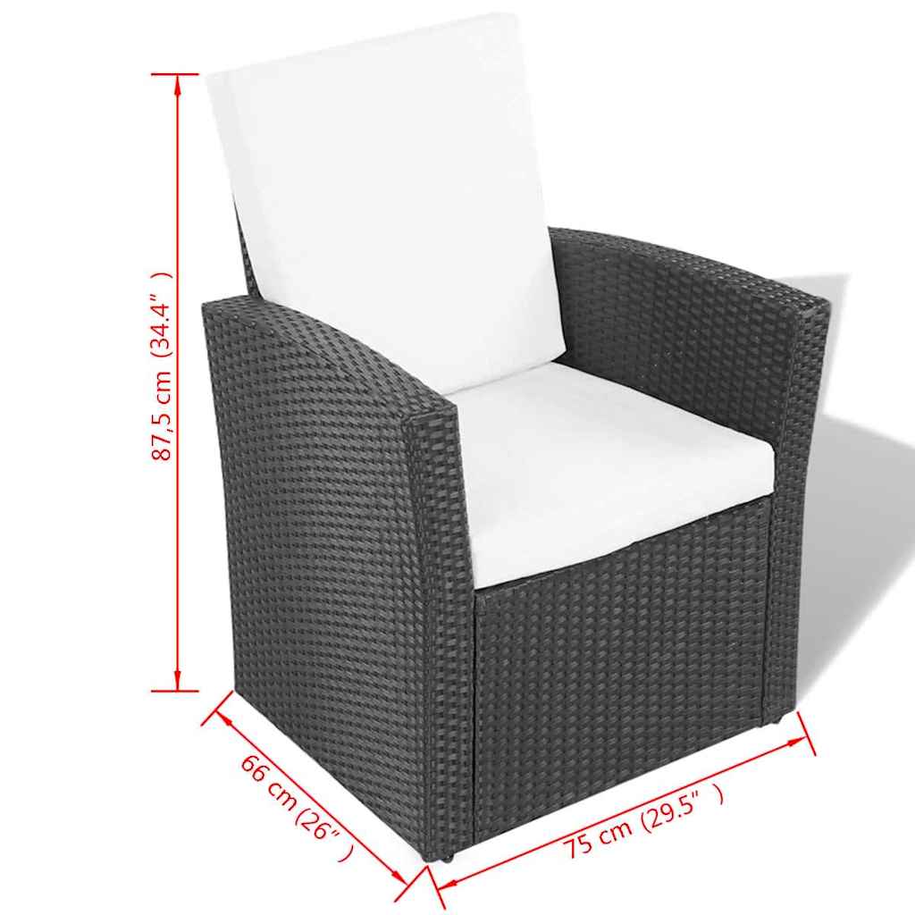 vidaXL 8-delige Loungeset met kussens poly rattan zwart