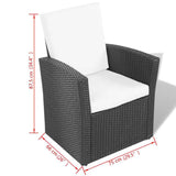 vidaXL 8-delige Loungeset met kussens poly rattan zwart