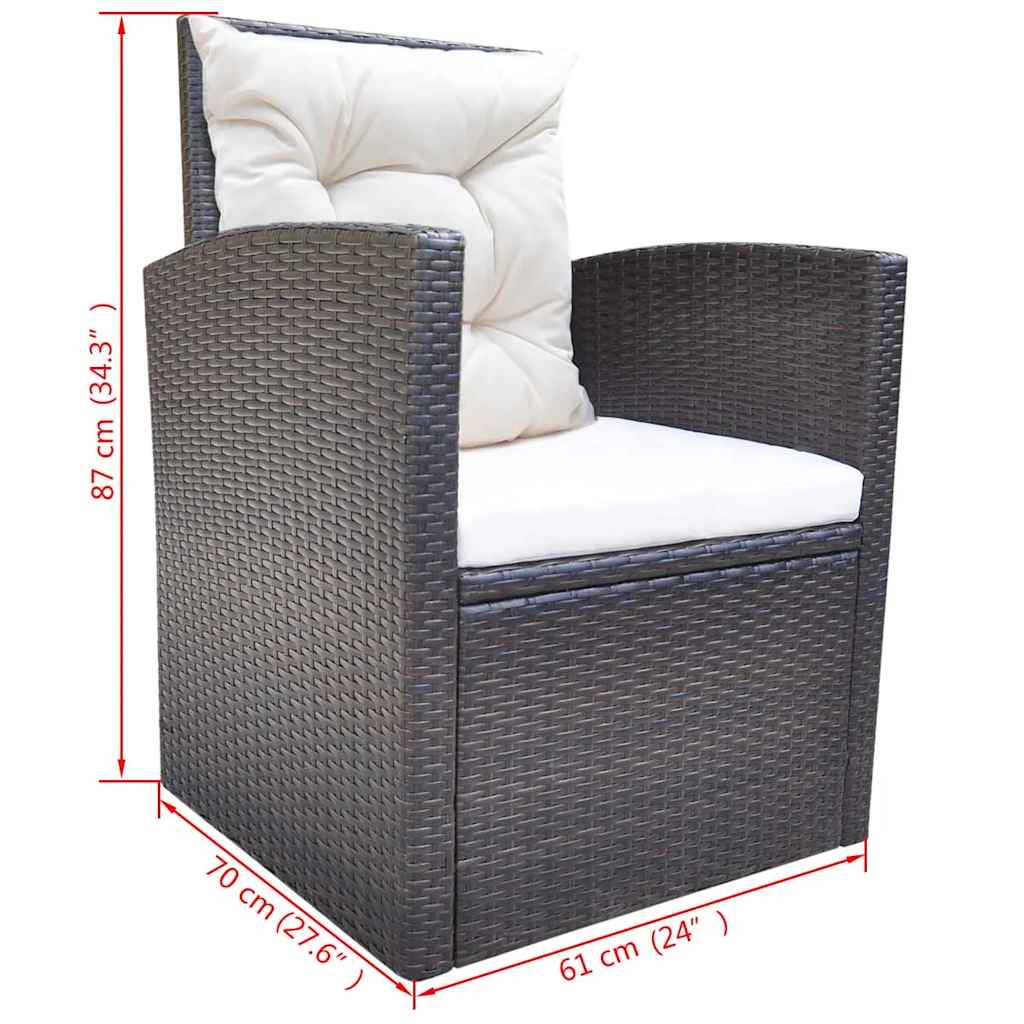 vidaXL 6-delige Tuinset met kussens poly rattan zwart