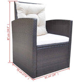 vidaXL 6-delige Tuinset met kussens poly rattan zwart