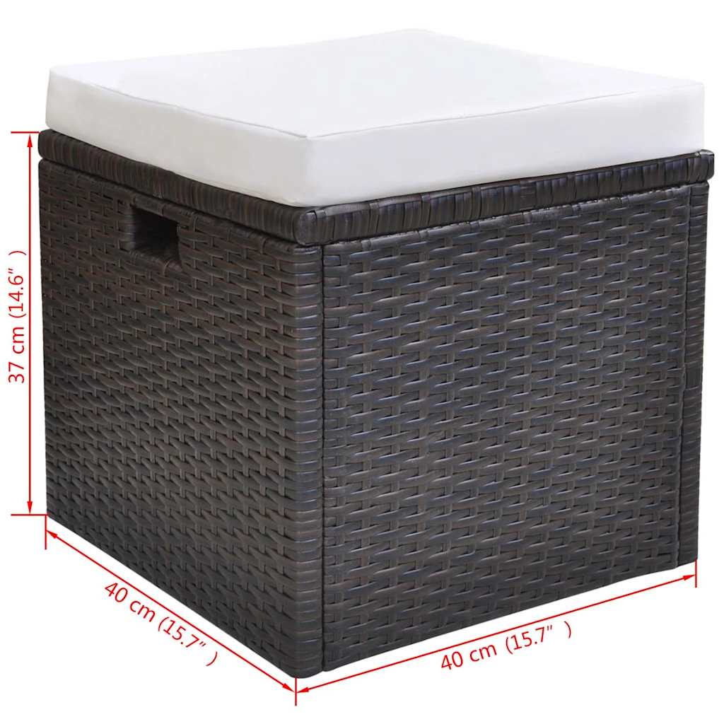 vidaXL 6-delige Tuinset met kussens poly rattan zwart