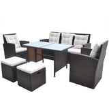 vidaXL 6-delige Tuinset met kussens poly rattan zwart