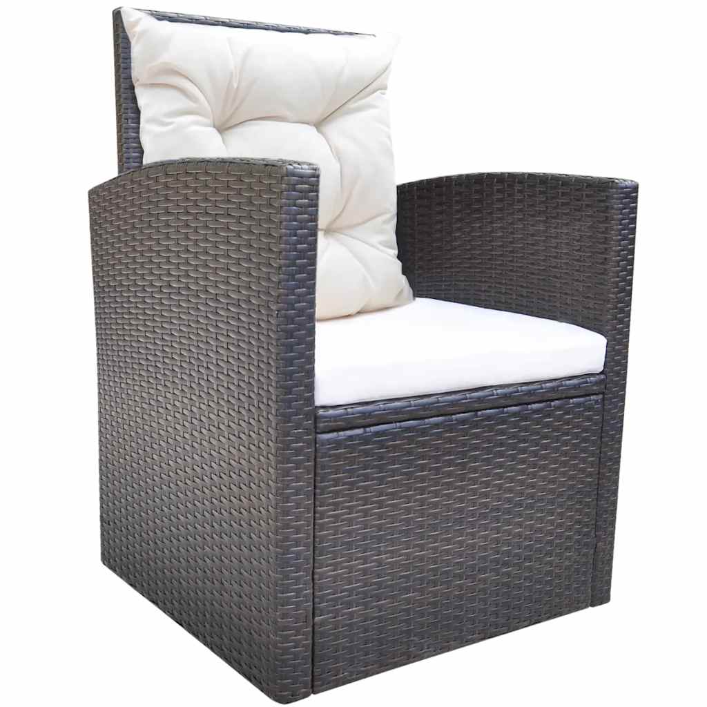 vidaXL 6-delige Tuinset met kussens poly rattan zwart