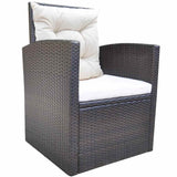 vidaXL 6-delige Tuinset met kussens poly rattan zwart