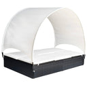 vidaXL Sun Lounger Double with Canopy Poly Rattan Brown