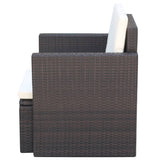 vidaXL Tuinstoel met kussens poly rattan bruin