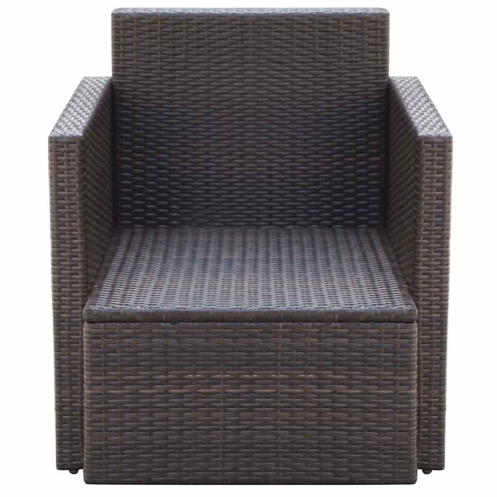 vidaXL Tuinstoel met kussens poly rattan bruin