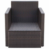 vidaXL Tuinstoel met kussens poly rattan bruin