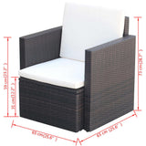 vidaXL Tuinstoel met kussens poly rattan bruin