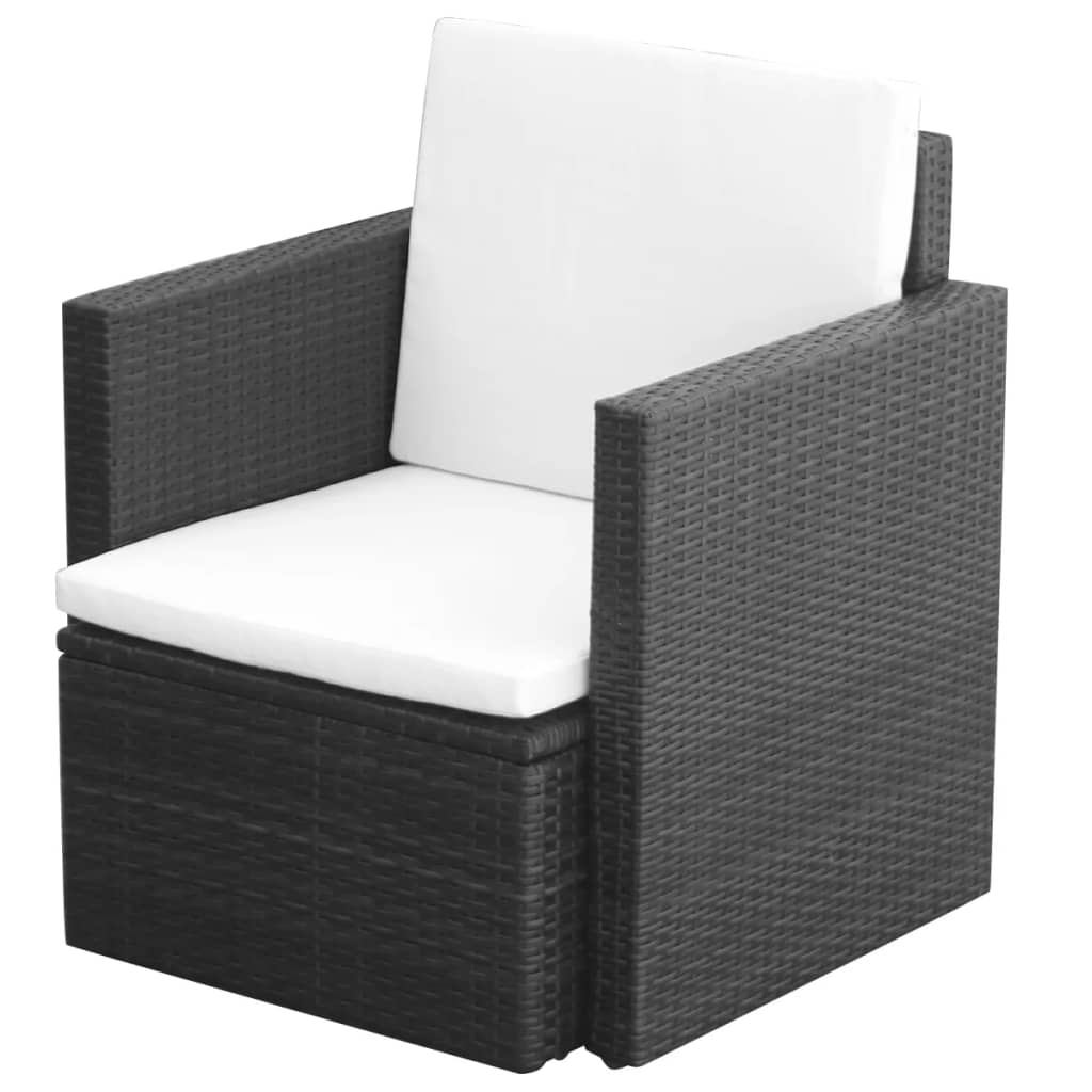 vidaXL Tuinstoel met kussens poly rattan bruin