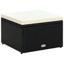vidaXL Tuinvoetenbank met kussen poly rattan grijs