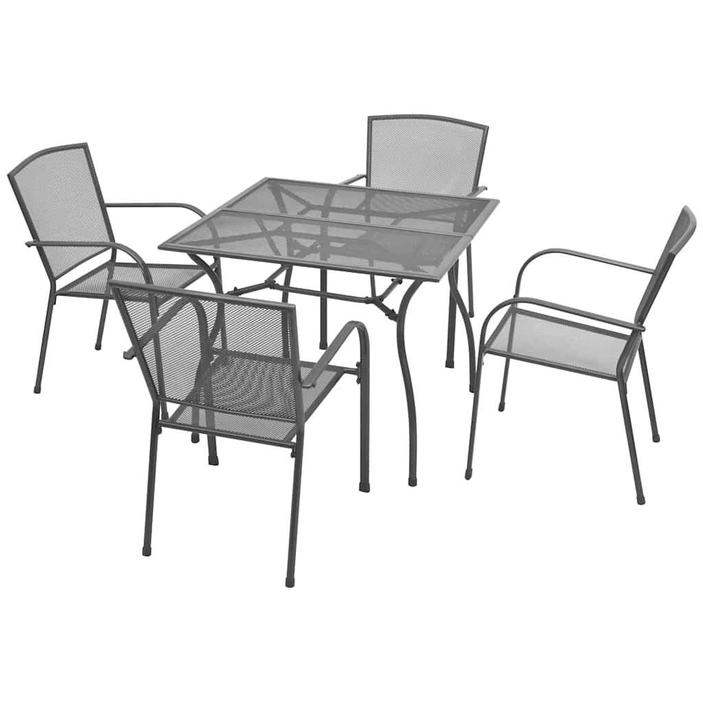 vidaXL 5-delige Tuinset staal antraciet