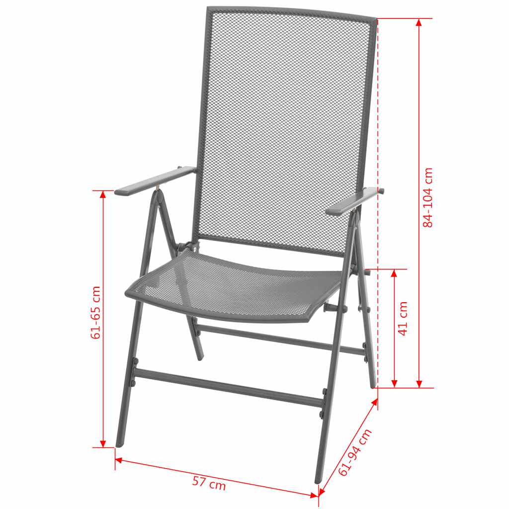 vidaXL 5-delige Tuinset met klapstoelen staal antraciet