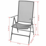 vidaXL 5-delige Tuinset met klapstoelen staal antraciet