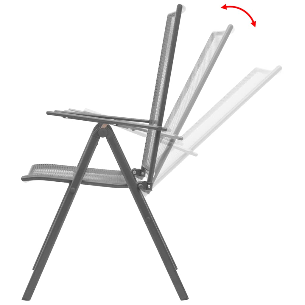vidaXL 5-delige Tuinset met klapstoelen staal antraciet