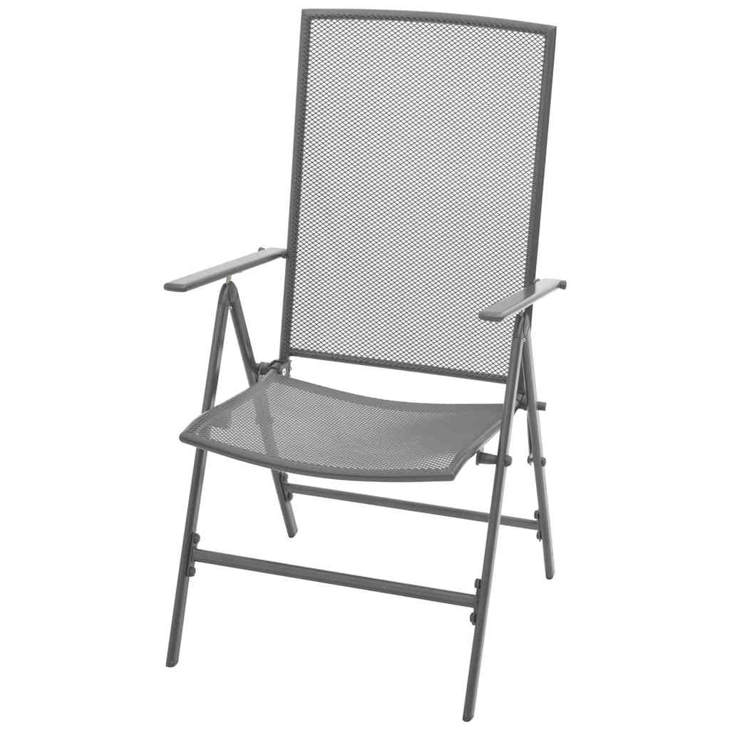 vidaXL 5-delige Tuinset met klapstoelen staal antraciet