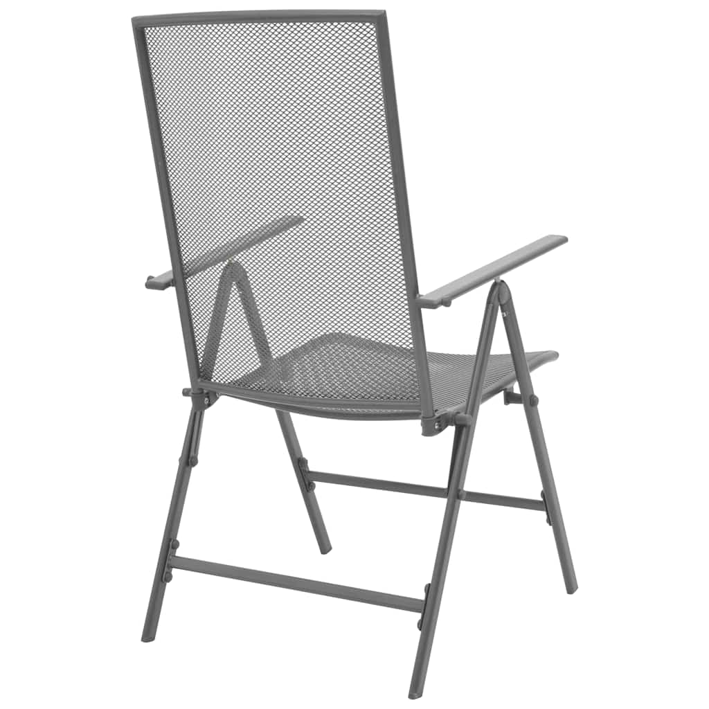 vidaXL 5-delige Tuinset met klapstoelen staal antraciet