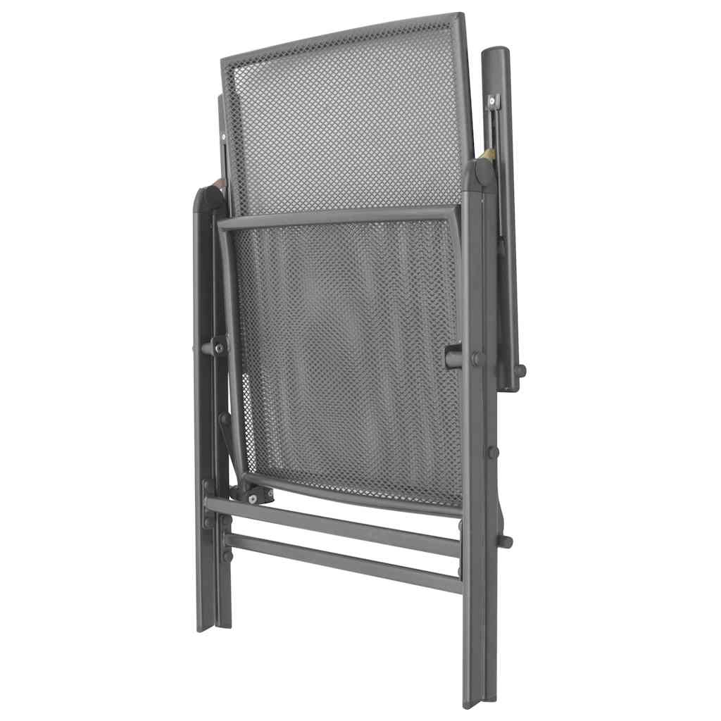 vidaXL 5-delige Tuinset met klapstoelen staal antraciet