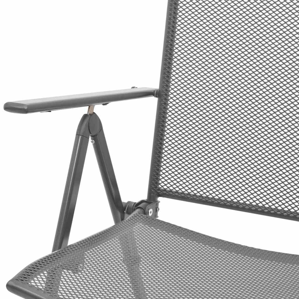 vidaXL 5-delige Tuinset met klapstoelen staal antraciet