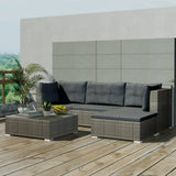 vidaXL 5-delige Loungeset met kussens poly rattan bruin
