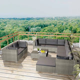 vidaXL 10-delige Loungeset met kussens poly rattan bruin