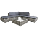 vidaXL 6-delige Loungeset met kussens poly rattan bruin
