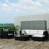vidaXL 6-delige Loungeset met kussens poly rattan grijs