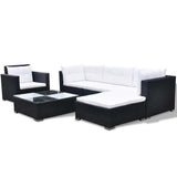 vidaXL 6-delige Loungeset met kussens poly rattan grijs