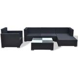 vidaXL 6-delige Loungeset met kussens poly rattan grijs